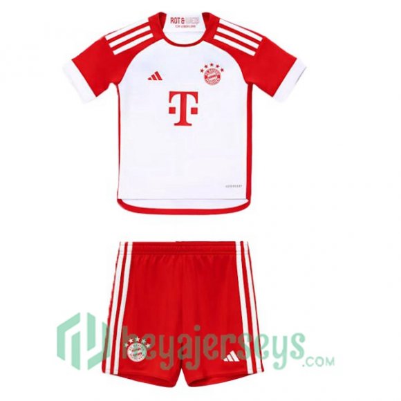 Bayern Munich Kids Soccer Jersey Home White Red 2023/2024