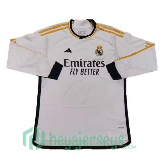 Real Madrid Soccer Jersey Home Long Sleeve White Leaked Version 2023/2024