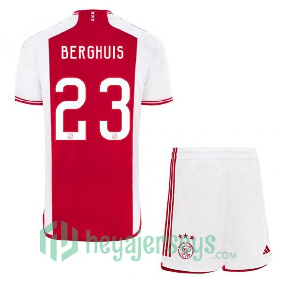 AFC Ajax (Berghuis 23) Kids Soccer Jersey Home Red White 2023/2024