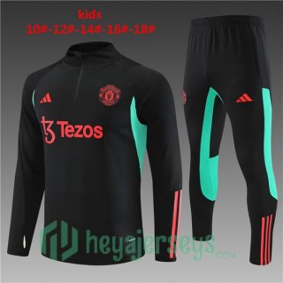 Manchester United Kids Training Tracksuit Suit Black 2023/2024