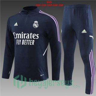 Real Madrid Kids Training Tracksuit Suit Royal Blue 2023/2024