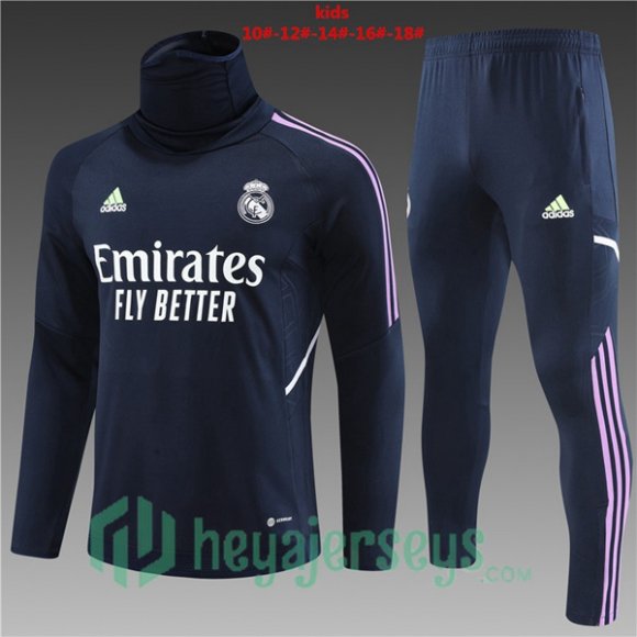 Real Madrid Kids High collar Training Tracksuit Suit Royal Blue 2023/2024