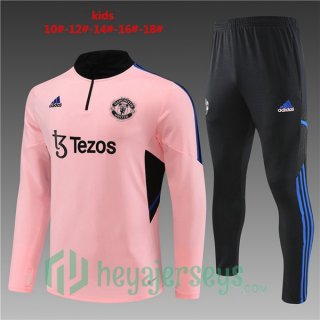 Manchester United Kids Training Tracksuit Suit Pink 2023/2024
