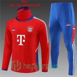 Bayern Munich Kids High collar Training Tracksuit Suit Red 2023/2024