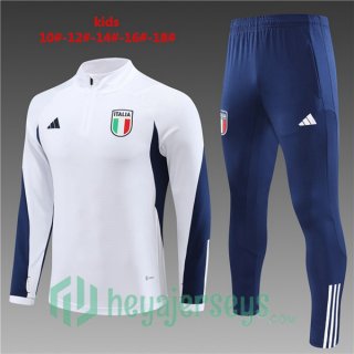 Italy Kids Training Tracksuit Suit White 2023/2024