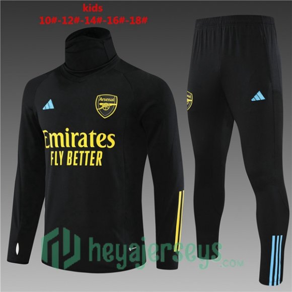 Arsenal High collar Kids Training Tracksuit Suit Black 2023/2024