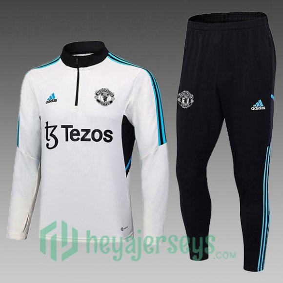 Manchester United Kids Training Tracksuit Suit White 2023/2024