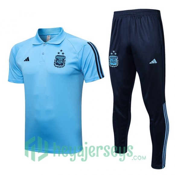 Argentina Soccer Polo + Pants Blue 2023/2024