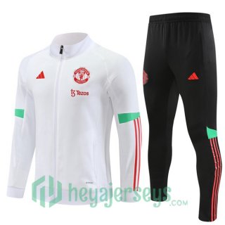 Manchester United Training Jacket Suit White 2023/2024