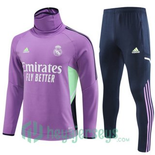 Real Madrid High collar Training Tracksuit Suit Purple 2023/2024