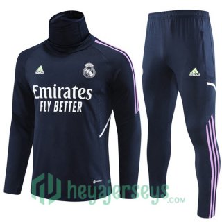 Real Madrid High collar Training Tracksuit Suit Royal Blue 2023/2024