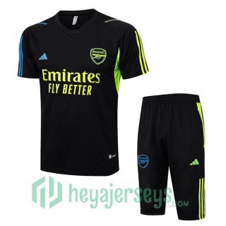 Arsenal Training T Shirt + Shorts Black 2023/2024