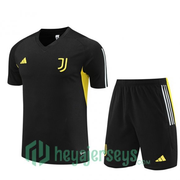 Juventus Training T Shirt + Shorts Black 2023/2024