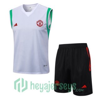 Manchester United Soccer Vest + Shorts White 2023/2024