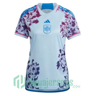 Spain Womens Soccer Jersey Away Blue 2023/2024