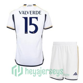 Real Madrid (ValGreen 15) Kids Soccer Jersey Home White 2023/2024