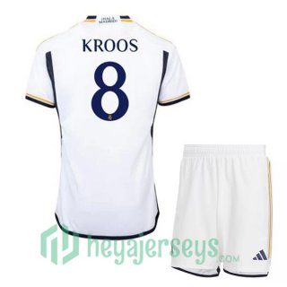 Real Madrid (Kroos 8) Kids Soccer Jersey Home White 2023/2024