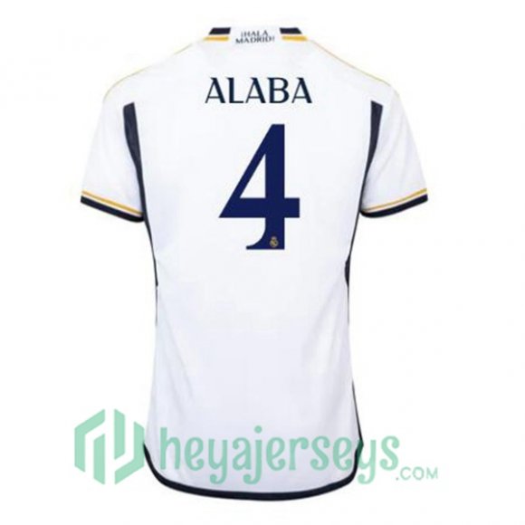 Real Madrid (Alaba 4) Soccer Jersey Home White 2023/2024