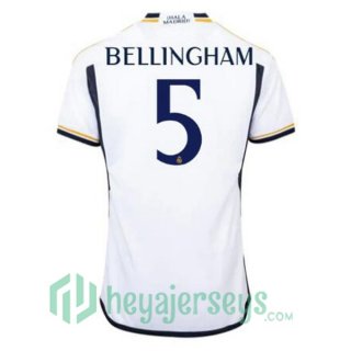 Real Madrid (Bellingham 5) Soccer Jersey Home White 2023/2024
