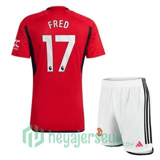 Manchester United (Fred 17) Kids Soccer Jersey Home Red 2023/2024