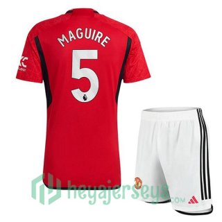 Manchester United (Maguire 5) Kids Soccer Jersey Home Red 2023/2024