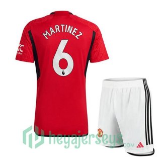 Manchester United (Martinez 6) Kids Soccer Jersey Home Red 2023/2024