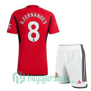 Manchester United (B.Fernandes 8) Kids Soccer Jersey Home Red 2023/2024