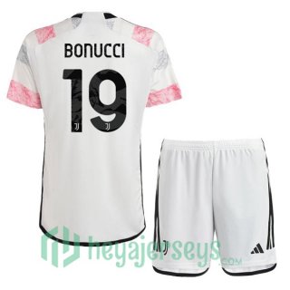 Juventus (BONUCCI 19) Kids Soccer Jersey Away White 2023/2024