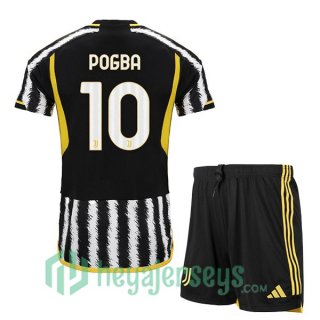 Juventus (POGBA 10) Kids Soccer Jersey Home Black White 2023/2024