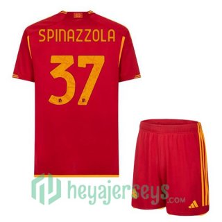 AS Roma (SPINAZZOLA 37) Kids Soccer Jersey Home Red 2023/2024
