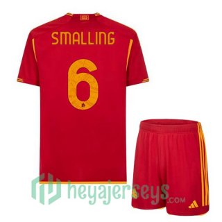 AS Roma (SMALLING 6) Kids Soccer Jersey Home Red 2023/2024