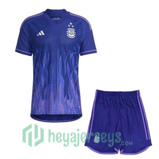 Argentina 3 Stars Kids Soccer Jersey Away Purple 2022/2023