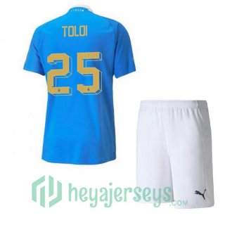 Italy（Toloi 25）Kids Home Jersey Blue 2023/2023