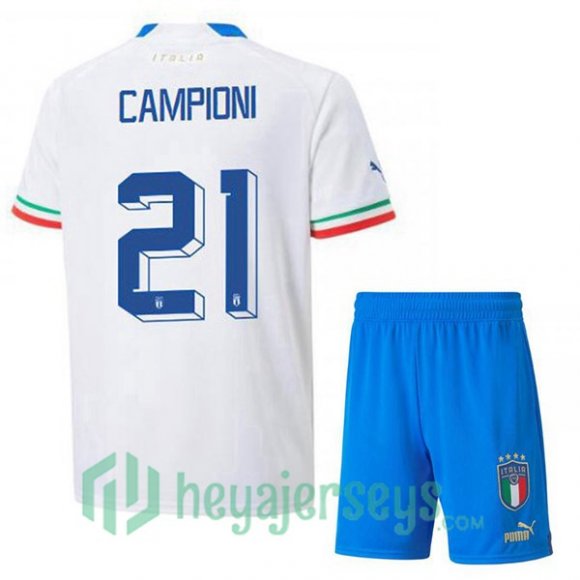 Italy (Campioni 21) Kids Away Jersey White 2023/2023