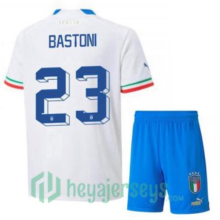 Italy (Bastoni 23) Kids Away Jersey White 2023/2023
