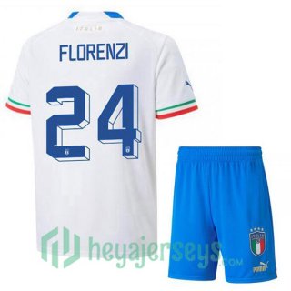 Italy (Florenzi 24) Kids Away Jersey White 2023/2023
