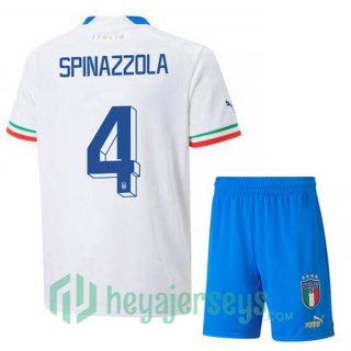 Italy (Spinazzola 4) Kids Away Jersey White 2023/2023