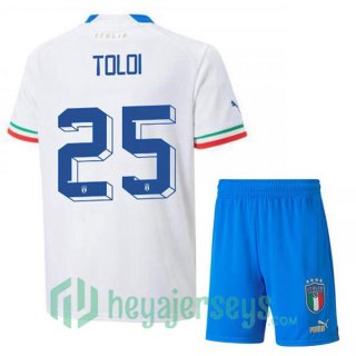 Italy (Toloi 25) Kids Away Jersey White 2023/2023