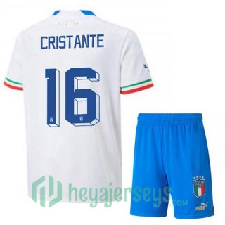 Italy (Cristante 16) Kids Away Jersey White 2023/2023