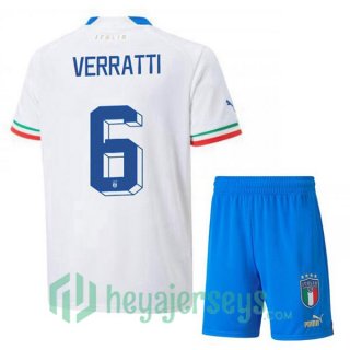 Italy (Verratti 6) Kids Away Jersey White 2023/2023