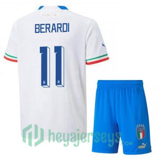 Italy (Berardi 11) Kids Away Jersey White 2023/2023