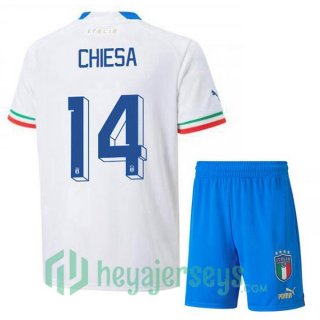 Italy (Chiesa 14) Kids Away Jersey White 2023/2023