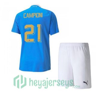 Italy（Campioni 21）Kids Home Jersey Blue 2023/2023