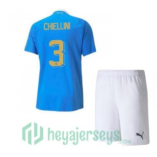 Italy（Chiellini 3）Kids Home Jersey Blue 2023/2023