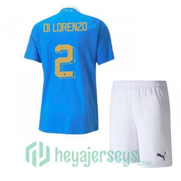 Italy（Di Lorenzo 2）Kids Home Jersey Blue 2023/2023