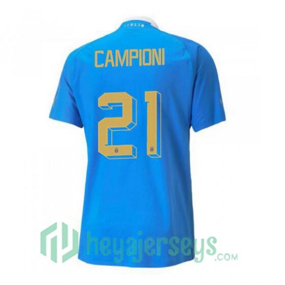 Italy（Campioni 21）Home Jersey Blue 2023/2023