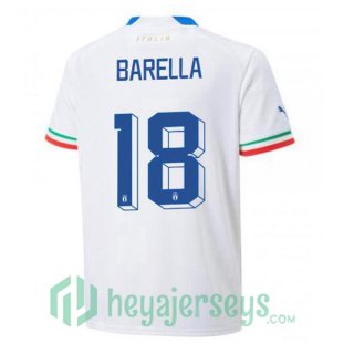 Italy (Barella 18) Away Jersey White 2023/2023