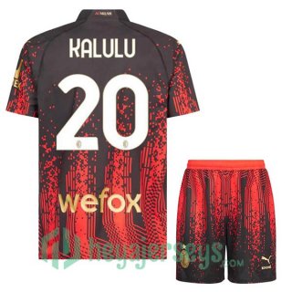 AC Milan (KALULU 20) Kids Soccer Jersey Fourth Red Black 2022/2023