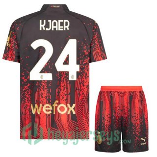 AC Milan (KJAER 24) Kids Soccer Jersey Fourth Red Black 2022/2023
