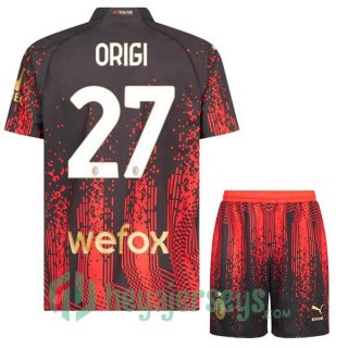 AC Milan (ORIGI 27) Kids Soccer Jersey Fourth Red Black 2022/2023